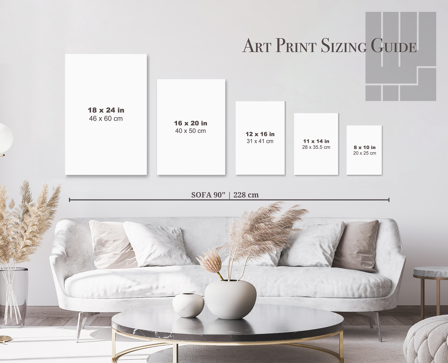 Whyseen Calligraphy Art Print Sizing Guide
