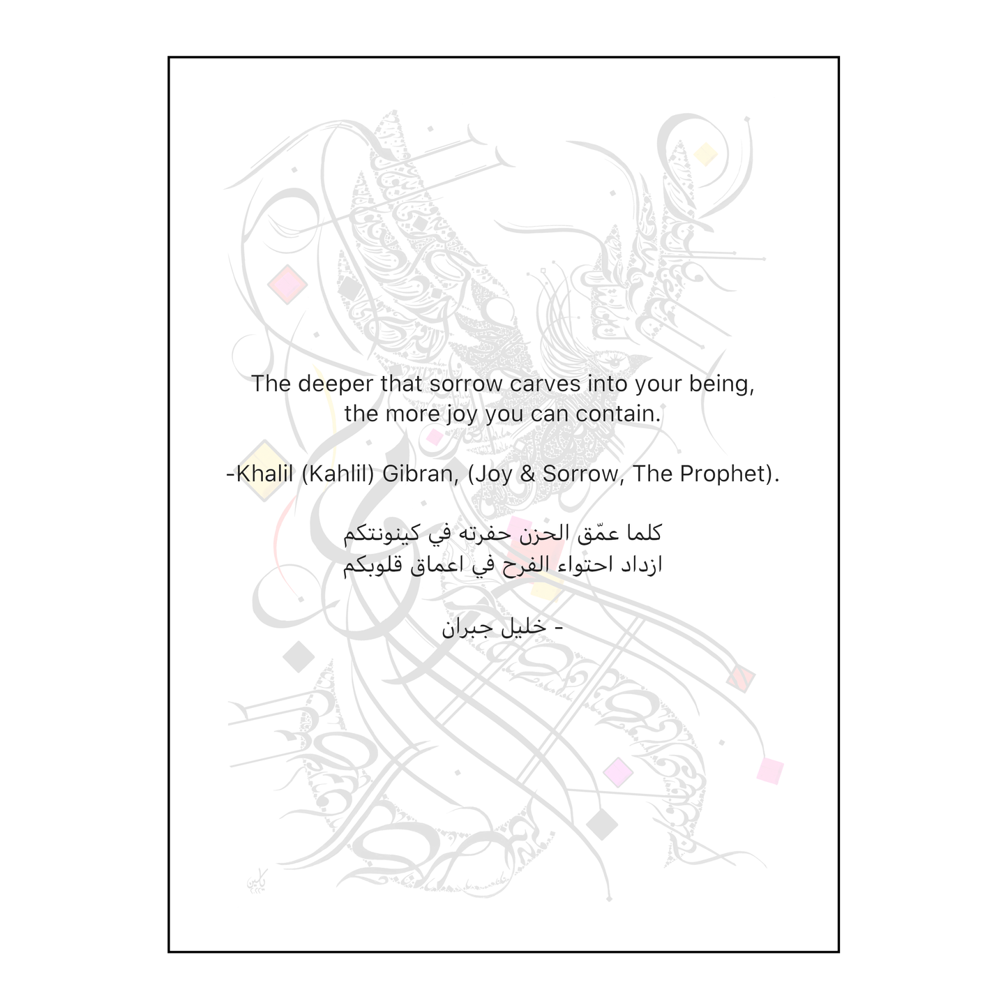 Kahlil Gibran On Joy And Sorrow Artwork Description Card