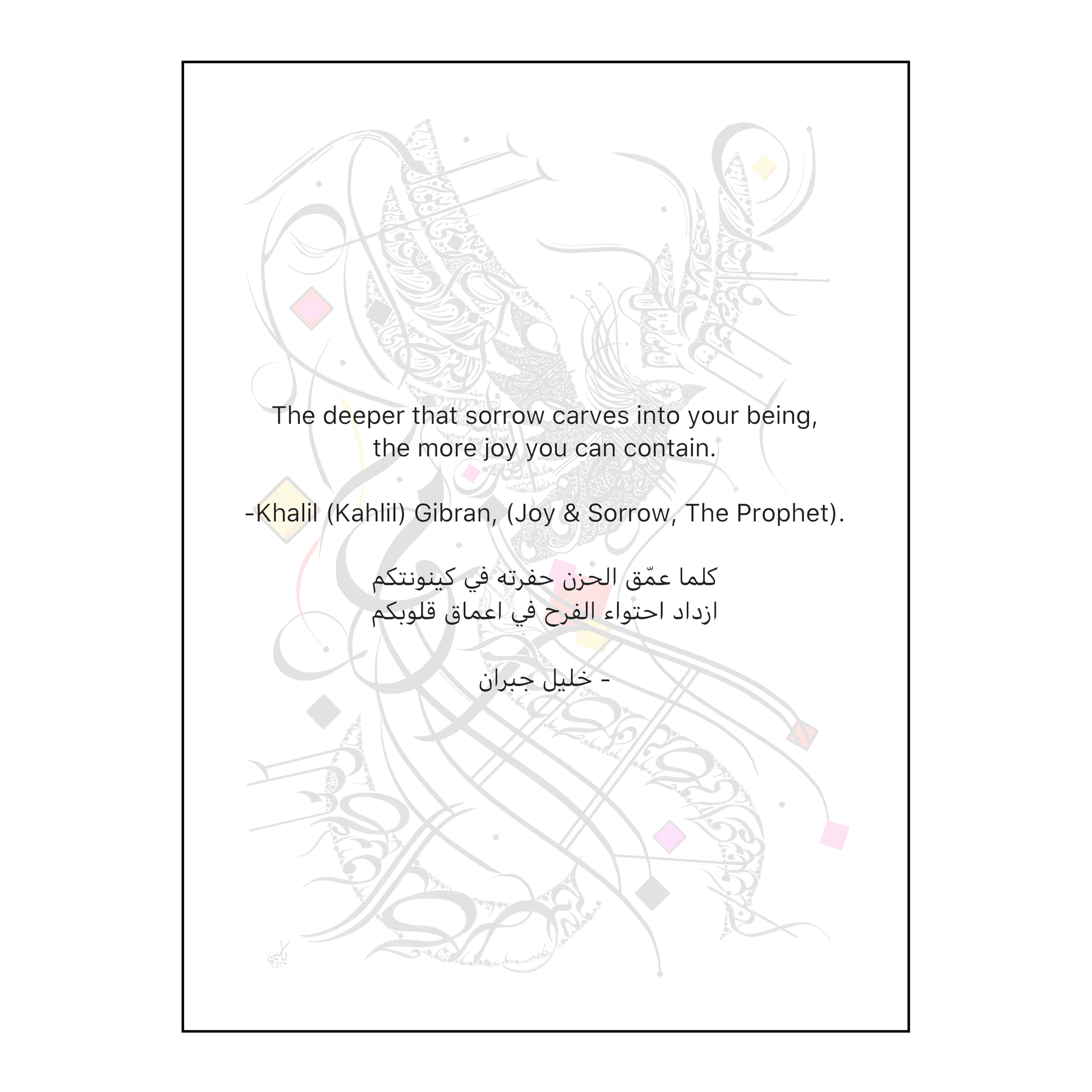 Kahlil Gibran On Joy And Sorrow Artwork Description Card