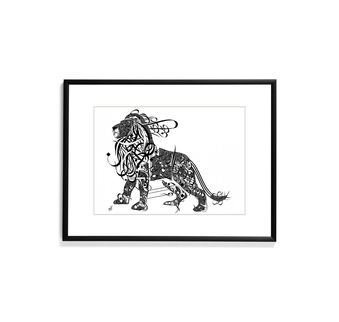 Ali Ibn Abi Talib Poetry - Arabic Calligraphy Lion Black Frame